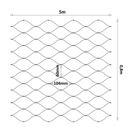 Lanová sieť, 0,8 x 5 m, oko 60 x 104 mm, ø 2 mm, AISI 304