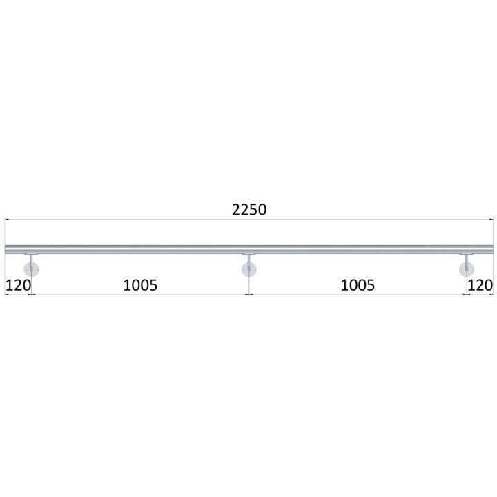 Madlo ø 42.4mm, L-2250mm, broušená nerez AISI304