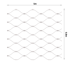 Lanová sieť, 0,8 x 5 m, oko 60 x 104 mm, ø 2 mm, AISI 316