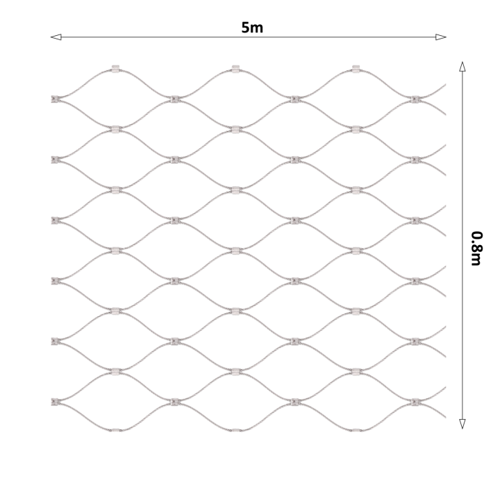 Lanová sieť, 0,8 x 5 m, oko 60 x 104 mm, ø 2 mm, AISI 316