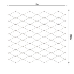 Lanová sieť, 0,8 x 10 m, oko 50 x 50 mm, ø 2 mm, AISI 316