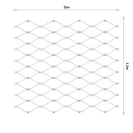Nerezová lanková síť 1,2 × 25 m, oko 60 × 104 mm, AISI 316