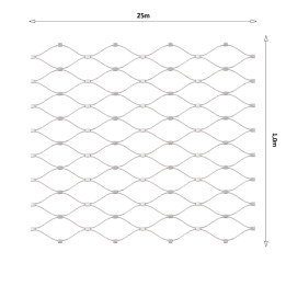 Lanková sieť, 1 x 25 m, oko 60 x 104 mm, ø 1,5 mm, AISI 316