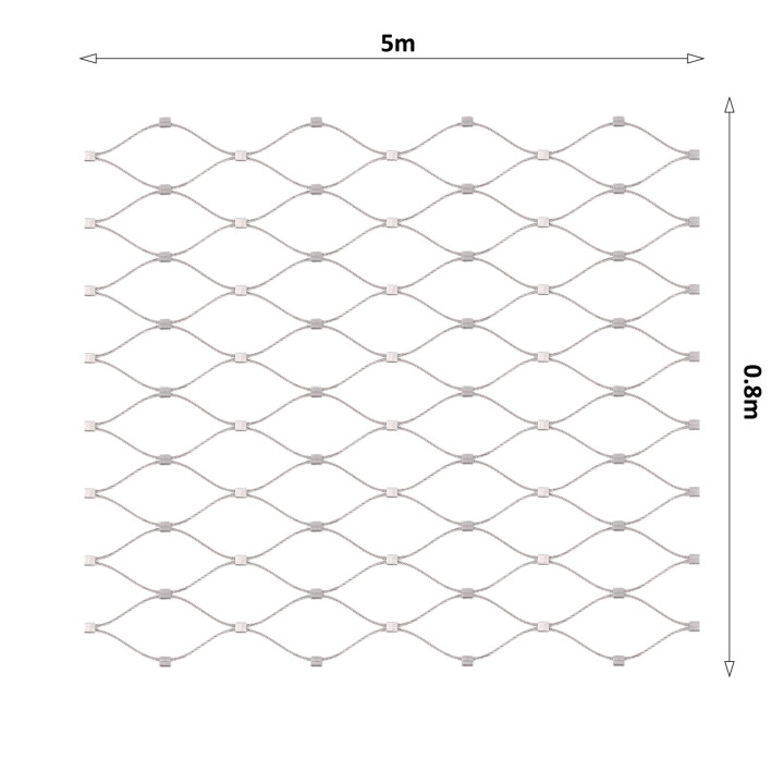 Lankova sieť, 0,8 x 5 m, oko 50 x 50 mm, ø 1,5 mm, AISI 316