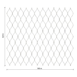 Lankova síť, 0,8 x 100 m, oko 70 x 120 mm, ø 1,5 mm, AISI 316