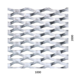 Tahokov Zn kosočtvercové oko 62 x 25 mm, můstek 9 mm (1000x2000 x 1,5 mm)