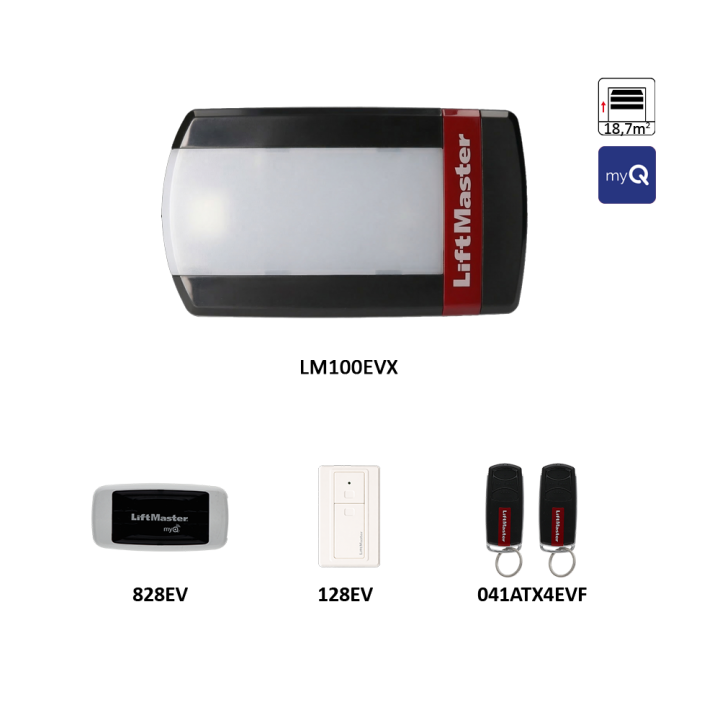 Pohon LiftMaster LM100EVX pro sekční vrata do 190 kg s myQ