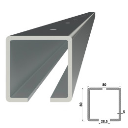 C profil 80 x 80 x 5 x 4000 mm s otvory, pozinkovaný