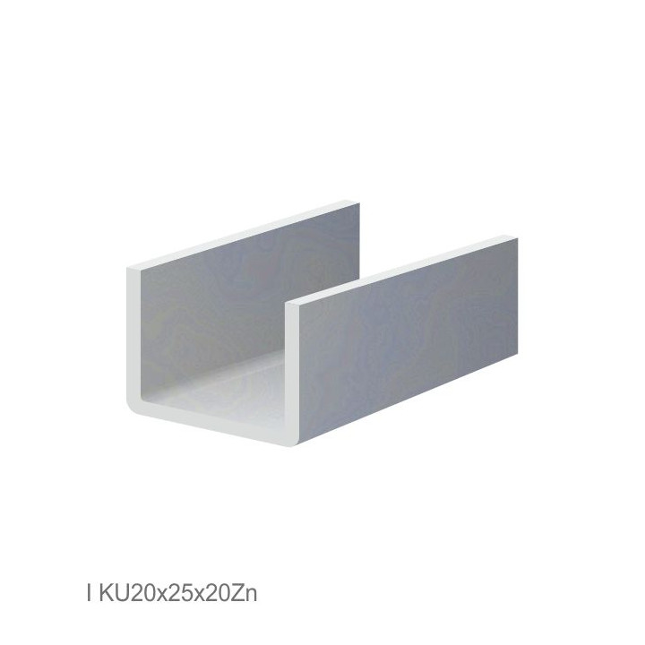 U-profil 20x25x20x2 mm, žárově zinkovaný, hladký (L = 6000mm)