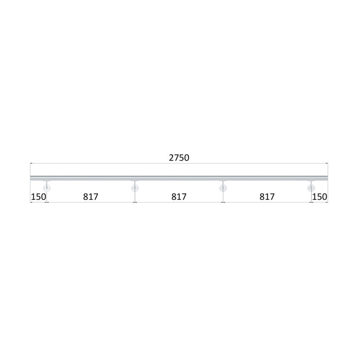 Nerezové madlo Ø42mm, L mm leštěná nerez (AISI304) (Ø42.4mm)
