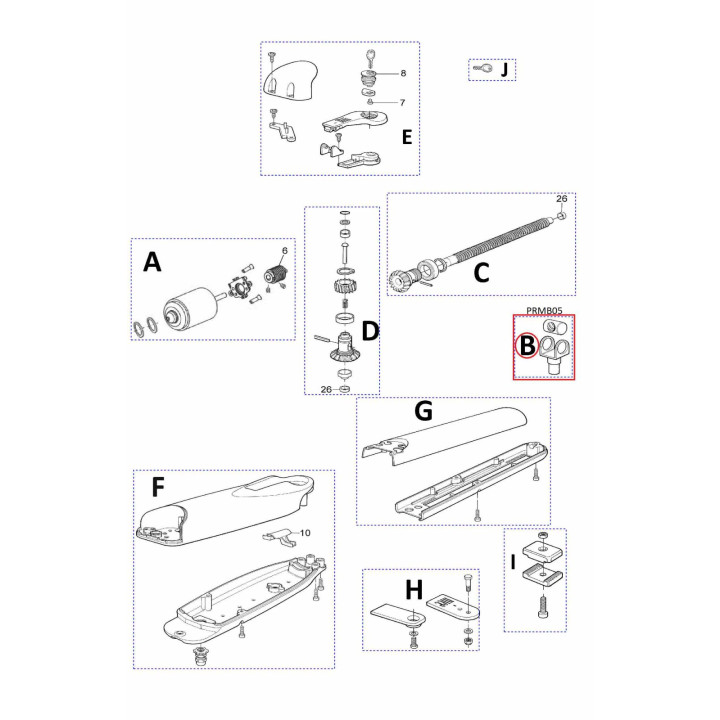 Kit PRMB05 vidlice a matice pro MB4015/MB4615/MB5015/MB5016/WG5024/WG3524/MB4024/MB5024