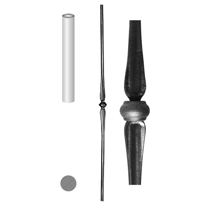 Tyč kovaná L = 900 mm, profil ø 12 mm