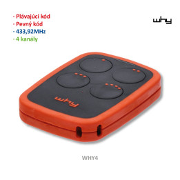 Vysílač 4kanálový 433MHz (pevný/plovoucí kód)
