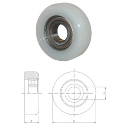 Polyamidové kolečko D-60, d-20, B-20 mm s ložiskem