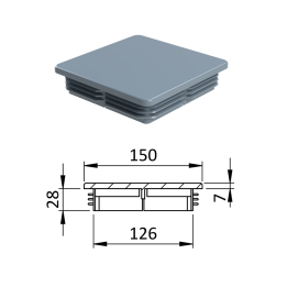 Krytka plastová 150 x 150 mm, šedá