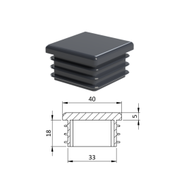 Plastová krytka 40 x 40 mm, antracit