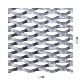 Tahokov Fe kosočtvercové oko 62x25 mm, můstek 9 mm (1000x2000x1,5 mm)