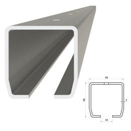 C profil MEDIO 98 x 98 x 5 x 2000 mm s otvory, pozinkovaný