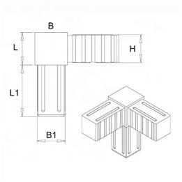 Plastové spojky - 3-nohý kus do profilu 20x20x1.5mm