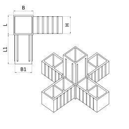 Plastová spojka - 5-nohý kus do profilu 25x25x2mm