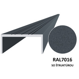 U profil 50x22mm, L-6000mm, práškový lak, struktura RAL7016