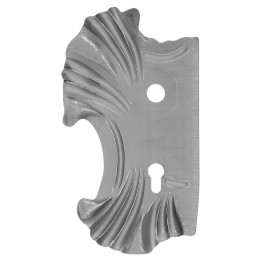 Štít 270 x 165 x 2 mm s otvory, rozteč 90 mm, otvor pro kliku Ø 21 mm, zdobený, levý (pro zámek ZM90/80)