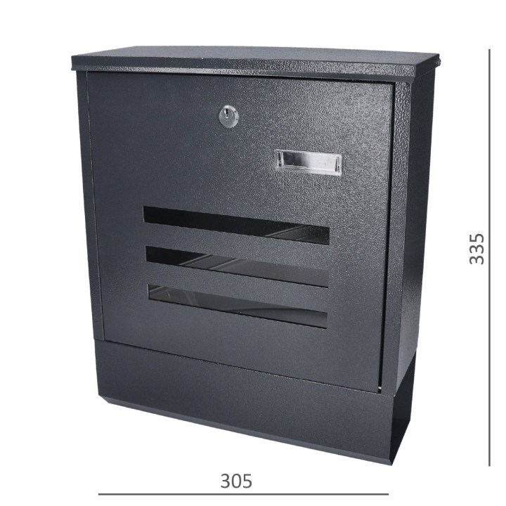Poštovní schránka 305x335x96mm, tloušťka 0.6mm, max. formát listu: A4, antracitová