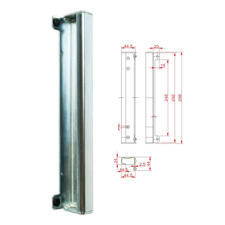 Doraz pro branku 292x45x44 mm, pravý/levý, Zn povrch