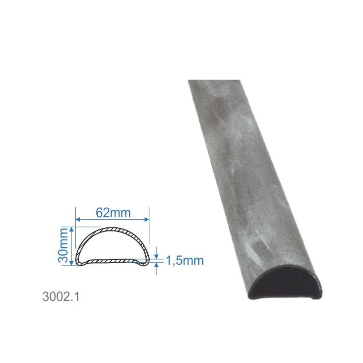 Madlová tyč dutá 62 x 30 x 1,5 mm (hladká), 6000 mm