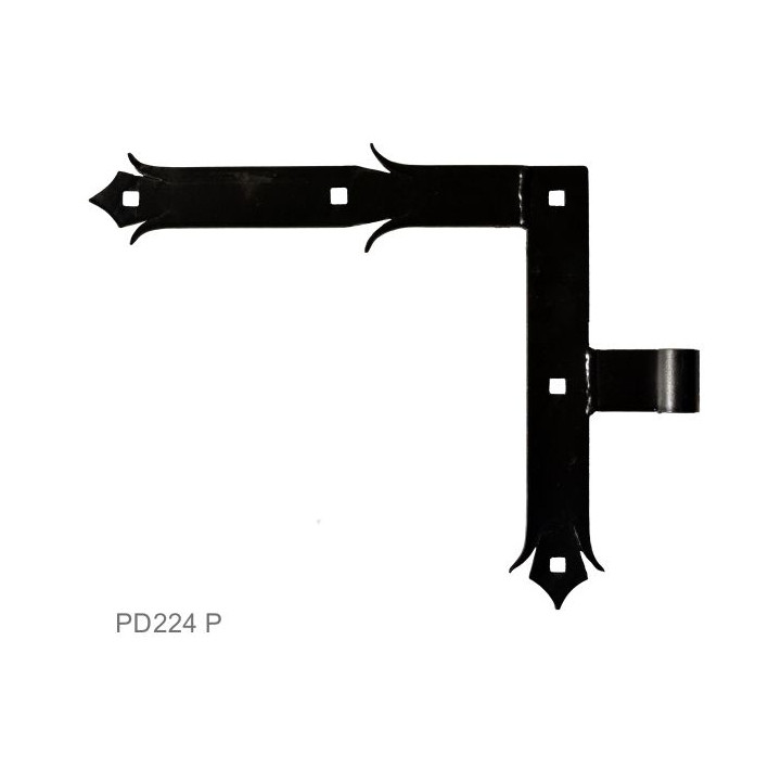 Ozdobné kování 250x290 mm, 35x4 mm, ø 14 mm, pravé, černé