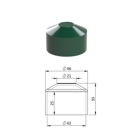 Vnější krytka kulatá Ø 42,4 mm plastová PE, zelená