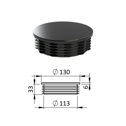 Vnitřní krytka kulatá Ø 130 mm, plastová, černá