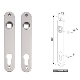 Krycí štítek LOCINOX® s otvorem pro kliku a cylindrickou vložku rozteč 92 mm hliník