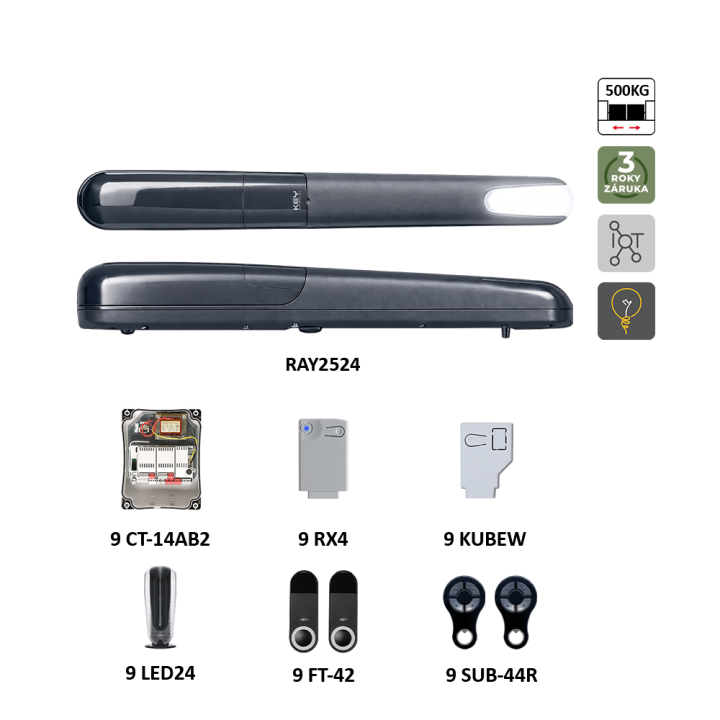 RAYKIT 900KRAY2524EKD pro dvoukřídlovou bránu do 2,5 m/křídlo