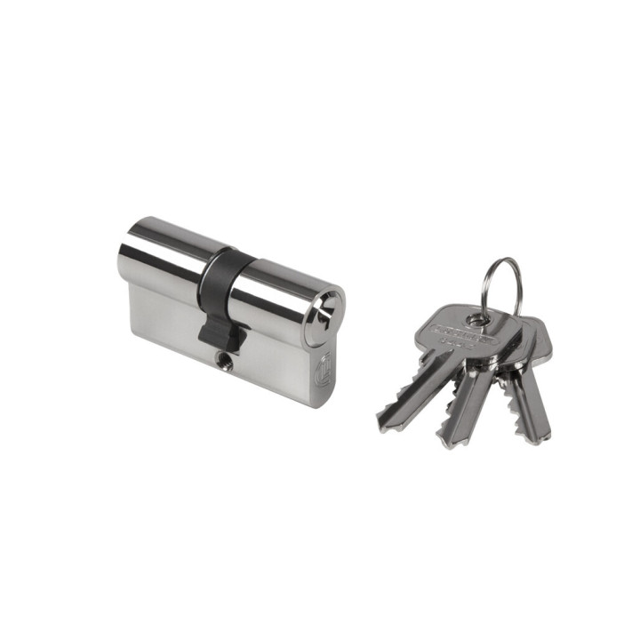 Cylindrická vložka EURO 27/27 mm (LOCINOX®), niklová, 3 klíče, šroub M5x65mm