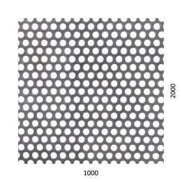 Děrovaný plech kruhový přesazený Fe, otvor: Ø 6.0 mm, rozteč: 9.0 mm (1000x2000x1,5 mm)
