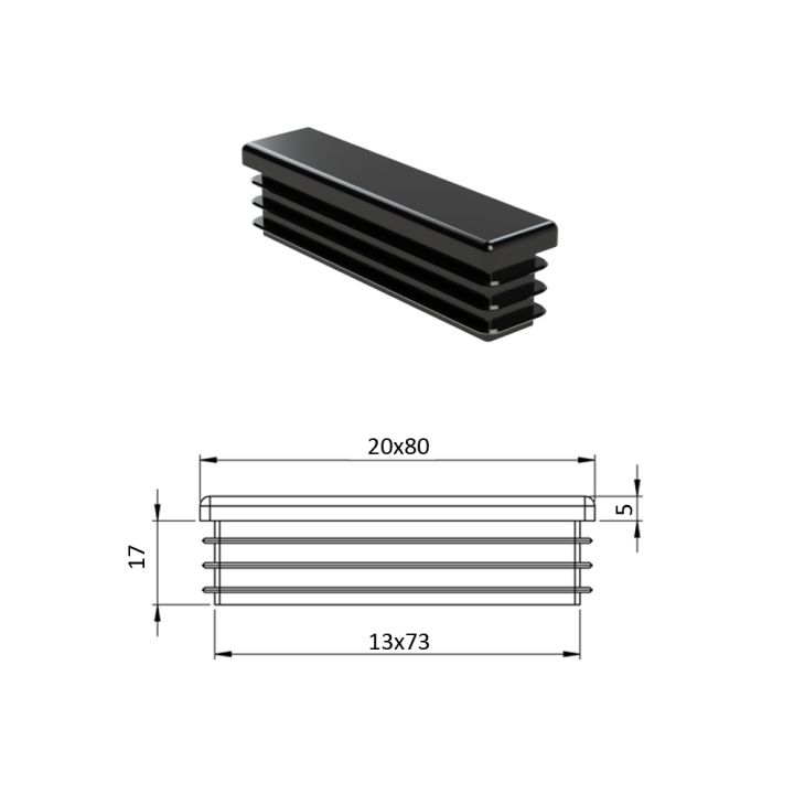 Krytka plastová 20 x 80 mm