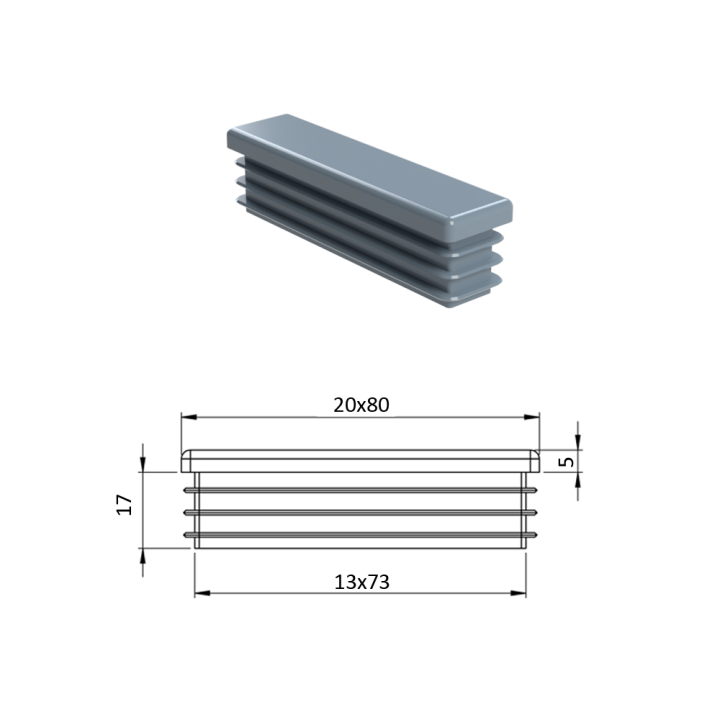 Krytka plastová 20 x 80 mm