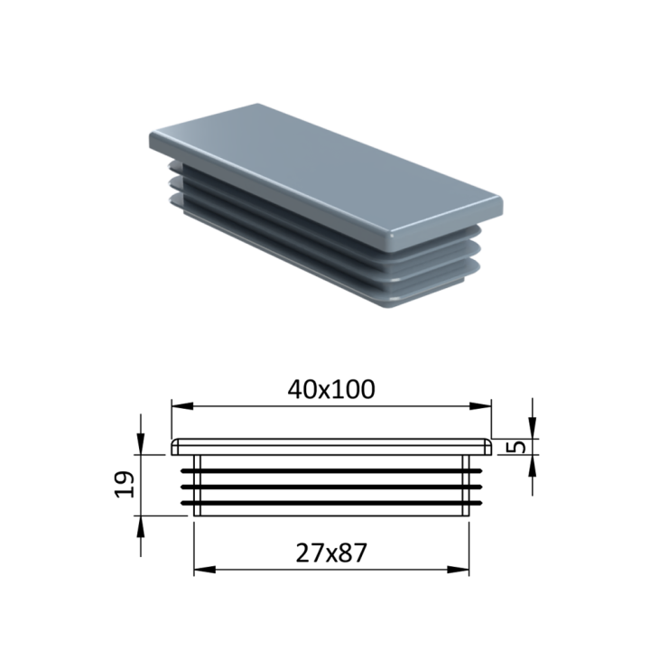 Krytka plastová 40 x 100 mm