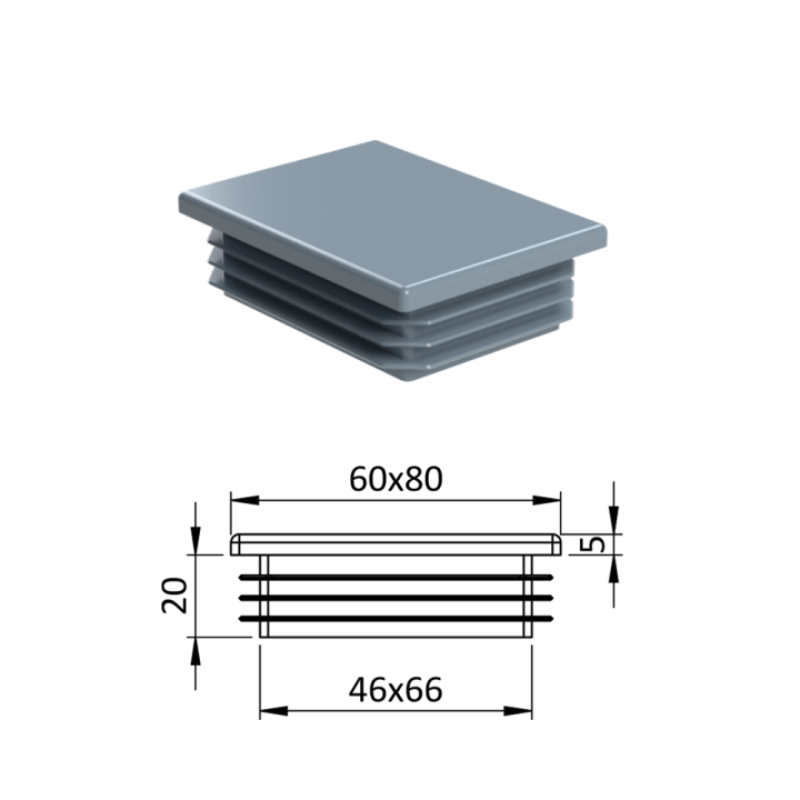 Plastová krytka 60 x 80 mm