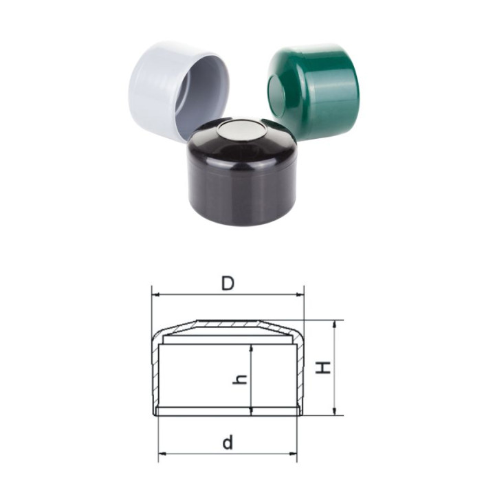 Vnější krytka kulatá plastová PE Ø44 - Ø50mm (krytka)