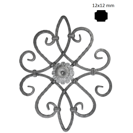 Kovářský ornament H 530 x L 420 mm, oboustranný vzor, 12 x 12 mm