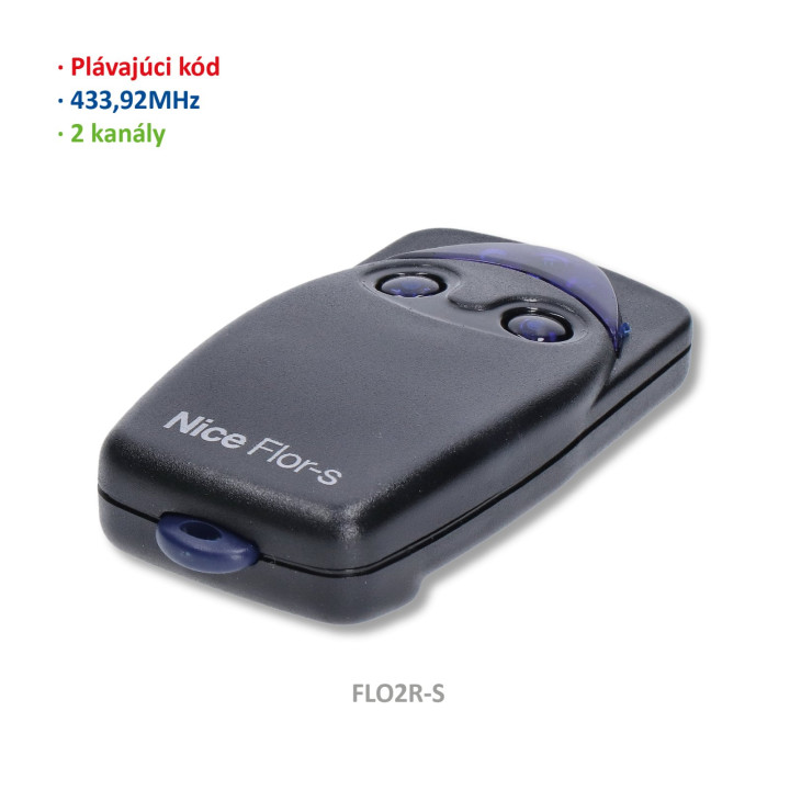 Vysílač 2kanálový, 433MHz, plovoucí kód (černý)
