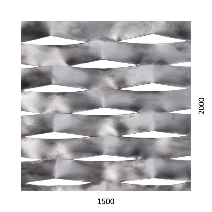 Tahokov Fe kosočtvercová oka 114 x 53 mm, můstek 24 mm (1500 x 2000 x 1,5 mm)