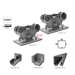 Samonosný systém MEDIO INOX do 550 kg/8,5 m, C profil 98×98×5 mm, nerez