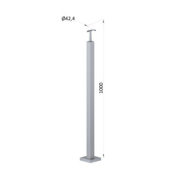 Nerezový sloup čtvercový, vrchní kotvení, bez výplně
