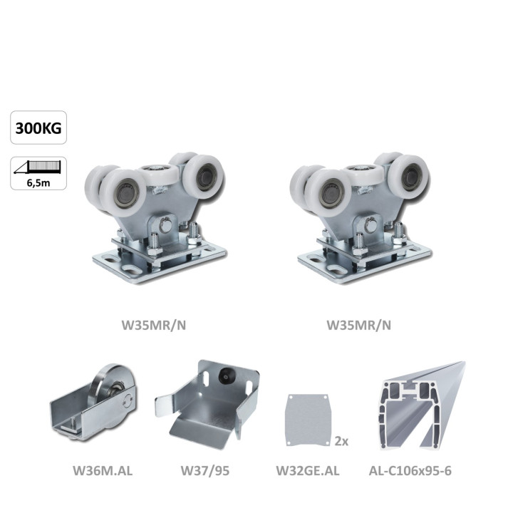 Samonosný set do 300 kg/6,5 m, profil 95 x 106 mm, hliník