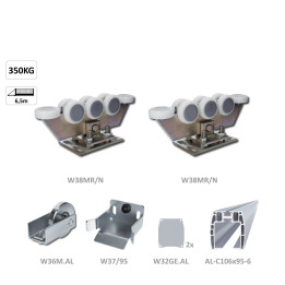 Samonosný set do 320 kg / 5 m, profil 95 x 106 mm, hliník