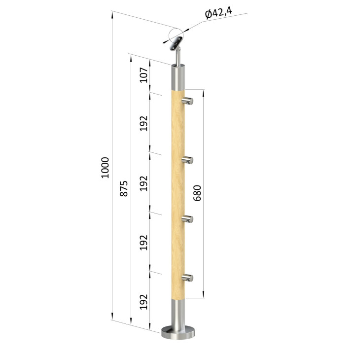 Dřevěný sloup vrchní kotvení 4řadový průchozí