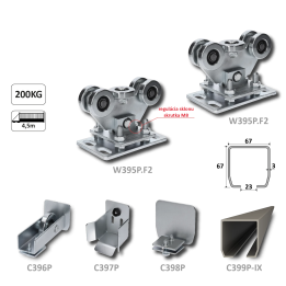 Set PICCOLO Kombi II do 200 kg/4,5 m, nerezový profil 67×67×3 mm